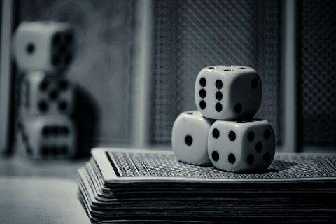 Dice Stack on Cards