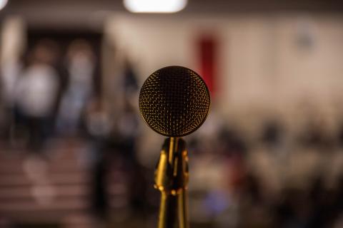 Microphone with blurred background